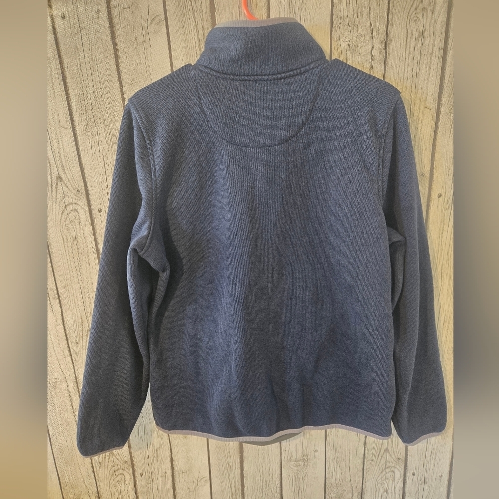 L.L. Bean Sweater Fleece Pullover Men's Size Large Navy Blue Quarter Button Up - Picture 5 of 8